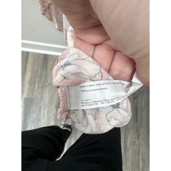 Eloquii Dress Women's Plus Size 20 Pink Yellow Floral Wrap Midi Dress Summer - Picture 4 of 4